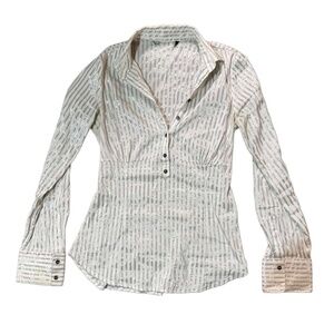 Pinstriped top with cinched waist